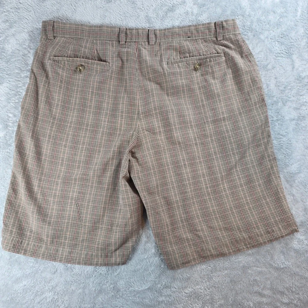 Banana Republic Mens 38 Brown Plaid Cotton‎ Linen Chino Shorts 647028 Summer 09